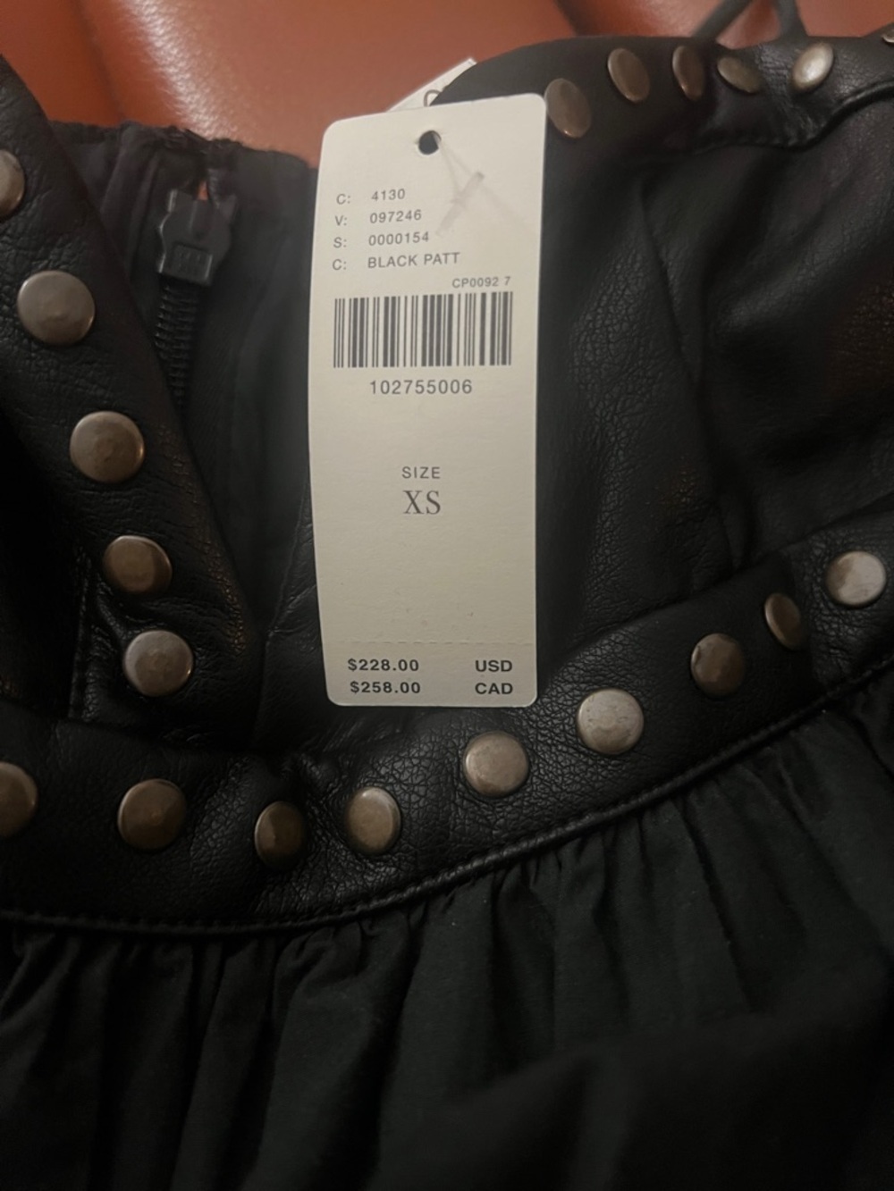 Anthropologie Maeve Twofer Faux Leather Babydoll Dress XS evening home coming - Picture 7 of 8